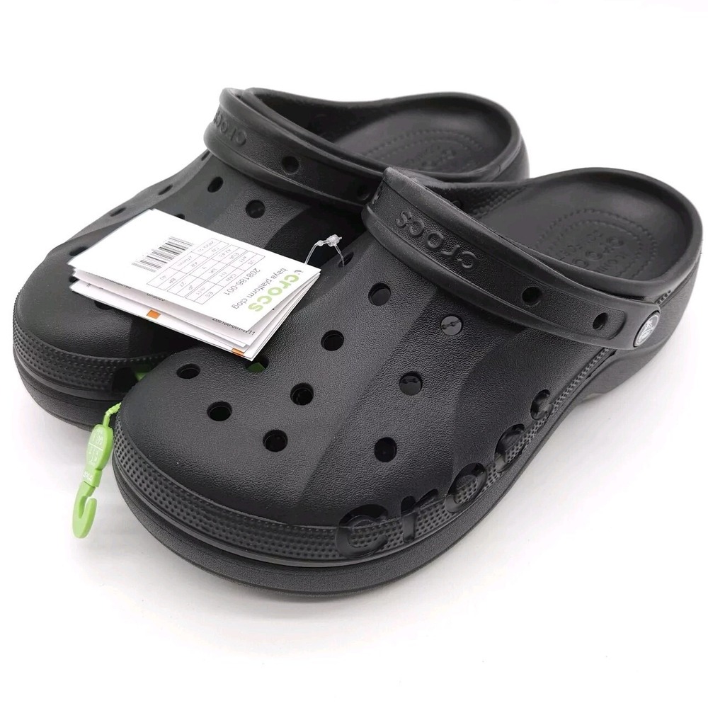 Crocs (Women's 11) Black Baya Platform Clog Comfort Chunky Slip On Shoes New
